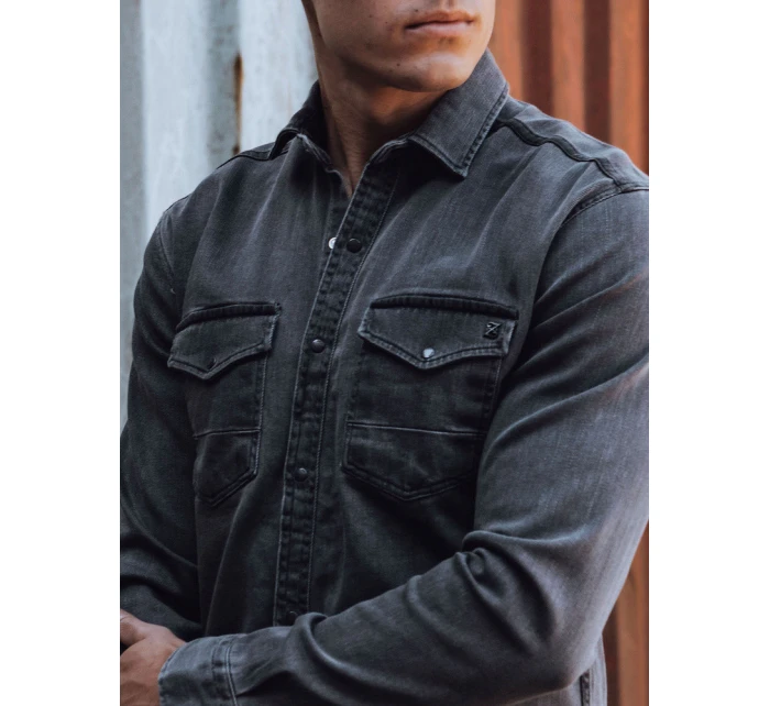 Pánská tmavě šedá džínová košile Dstreet model 21978435 - FashionStreet