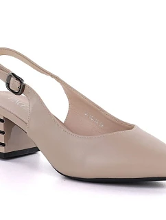 Dámské sandály s ozdobným podpatkem béžové Vinceza model 22081831