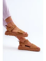 Damskie Zamszowe Sandały Na Platformie Big Star NN274705 Brązowe Damskie Zamszowe Sandały Na Platformie Big Star NN274705 Brązowe