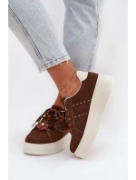 Dámské tenisky na platformě s ozdobnými čokoládové model 21919538 - Boto