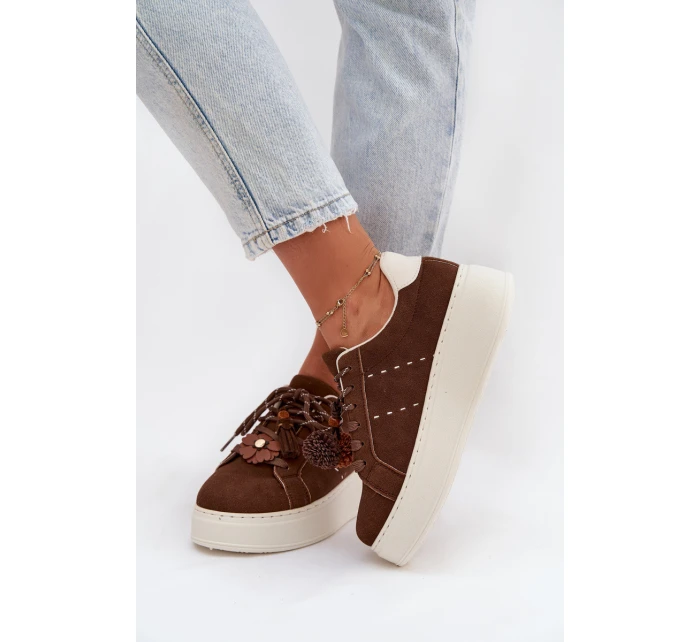 Dámské tenisky na platformě s ozdobnými čokoládové model 21919538 - Boto