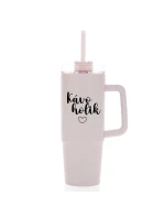 KÁVOHOLIK - růžový cestovní termohrnek s průhledným víčkem 900 ml KÁVOHOLIK - růžový cestovní termohrnek s průhledným víčkem 900 ml