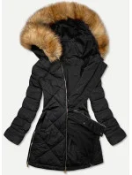 Čierna obojstranná dámska zimná bunda (m-210a5)