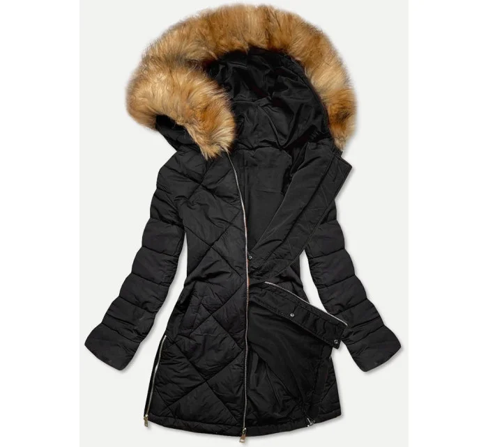 Čierna obojstranná dámska zimná bunda (m-210a5)