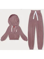 Ružový rebrovaný teplákový komplet (AMG-335A)