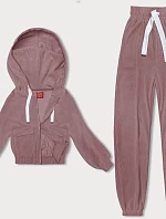 Ružová pruhovaná tepláková súprava (AMG-335A)