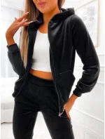 Čierna dámska tepláková súprava s kapucňou na zips (829)
