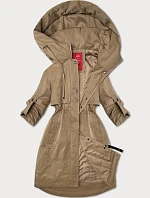 Dámska bunda s ohrnutými rukávmi LHD béžová (LHD-24591)
