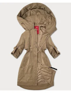 Béžová dámska bunda s vyhrnutými rukávmi LHD (LHD-24591)