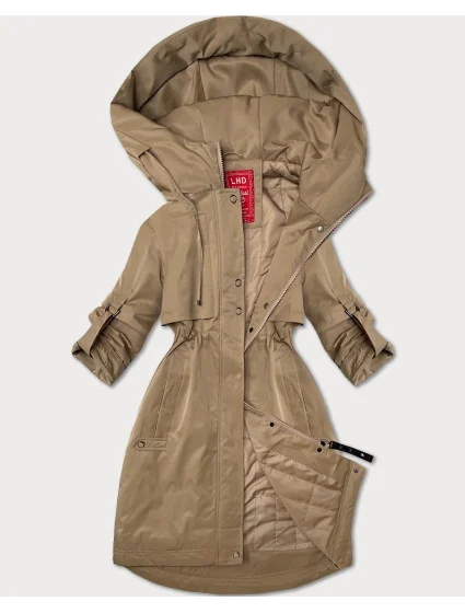 Béžová dámská bunda s ohrnutými rukávy model 20911360 - LHD