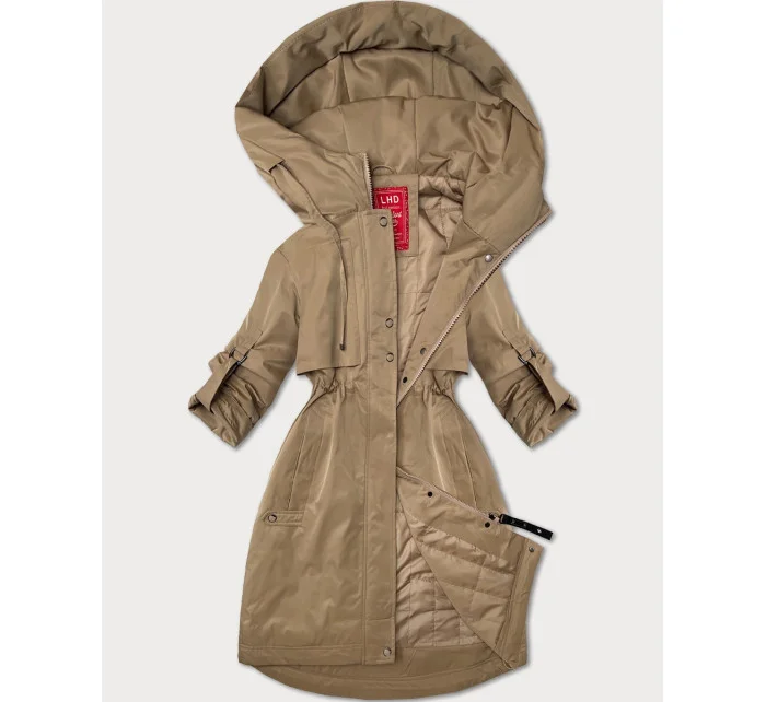 Béžová dámská bunda s ohrnutými rukávy model 20911360 - LHD