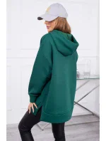 Zateplená mikina se zipem na boku tmavě zelená