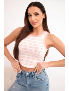 Dámsky bavlnený pruhovaný top bez rukávov Powder Pink