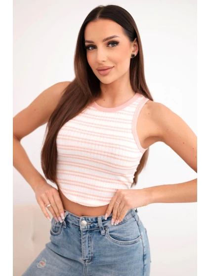 Dámsky bavlnený pruhovaný top bez rukávov Powder Pink