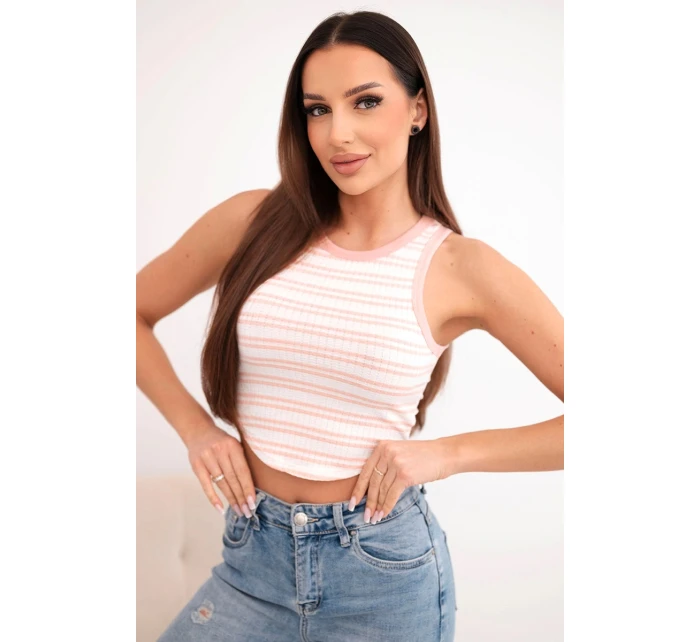 Dámsky bavlnený pruhovaný top bez rukávov Powder Pink