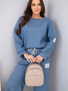 Dámsky set maslová mikina + džínsy melanžová modrá