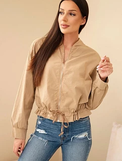 Dámská bavlněná model 22277415 mikina se zavazováním dole velbloudí - K-Fashion