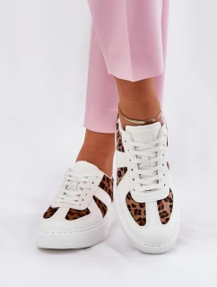Dámské tenisky s leopardím vzorem na platformě bílé model 21689439 - Boto