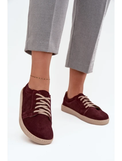 Trampki Typu Barefoot Z Naturalnego Zamszu Zazoo 314 Bordowe