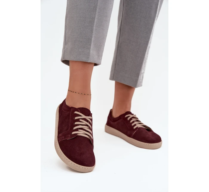 Trampki Typu Barefoot Z Naturalnego Zamszu Zazoo 314 Bordowe