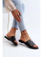 Dámske papuče z ekokože na plochom podpätku, čierne Maliha Dámske papuče z ekokože na plochom podpätku, čierne Maliha