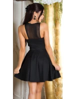 Dámske sexy mini šaty s priehľadným výstrihom 50226 Čierna - KouCla