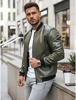 Pánská kožená bunda bomber zelená Dstreet model 21978796 - FashionStreet