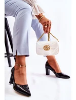 Modne Lakierowane Czółenka Na Słupku Czarne Emotion