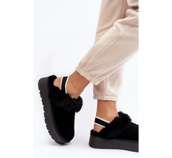 Skórzane Zamszowe Kapcie Damskie Na Platformie Z Futerkiem Czarne Sophienne Skórzane Zamszowe Kapcie Damskie Na Platformie Z Futerkiem Czarne Sophienne