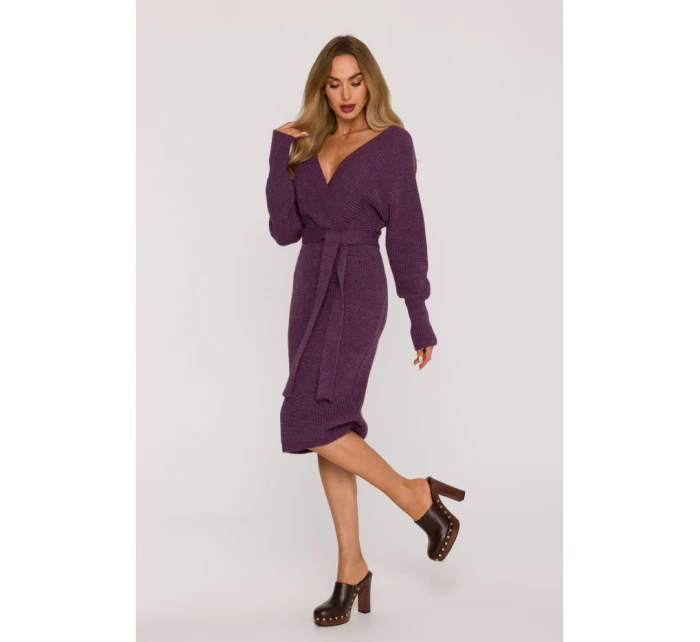 Svetrové šaty s výstřihem heather model 21484550 - Moe