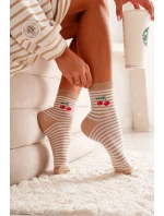 Dámske pruhované ponožky s bavlnou Cherry Cotton Beige