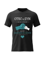 Pánské bavlněné tričko s potiskem - OTEC & SYN - černé