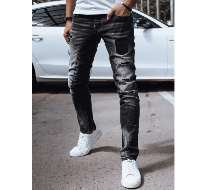 Pánske čierne džínsové nohavice FashionStreet UX4298
