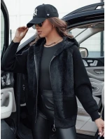 Dámská krátká bunda z alpaky s kapucí černá Dstreet model 21980436 - FashionStreet