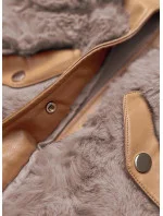 Elegantní vesta v barvě z eko kůže a kožešiny model 15831737 - S'WEST