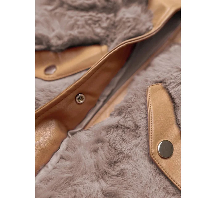 Elegantní vesta v barvě z eko kůže a kožešiny model 15831737 - S'WEST