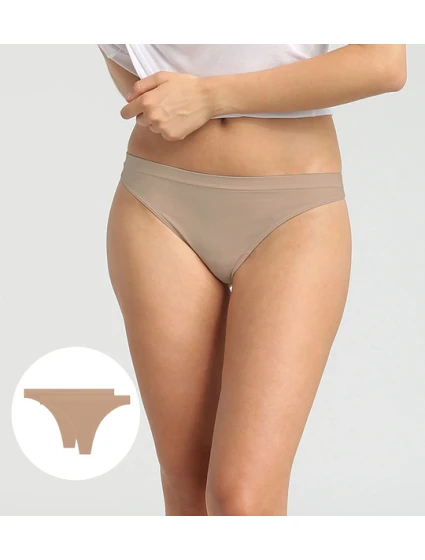 Dámske tangá 2 ks DIM SEAMLESS THONG 2x - DIM - nude