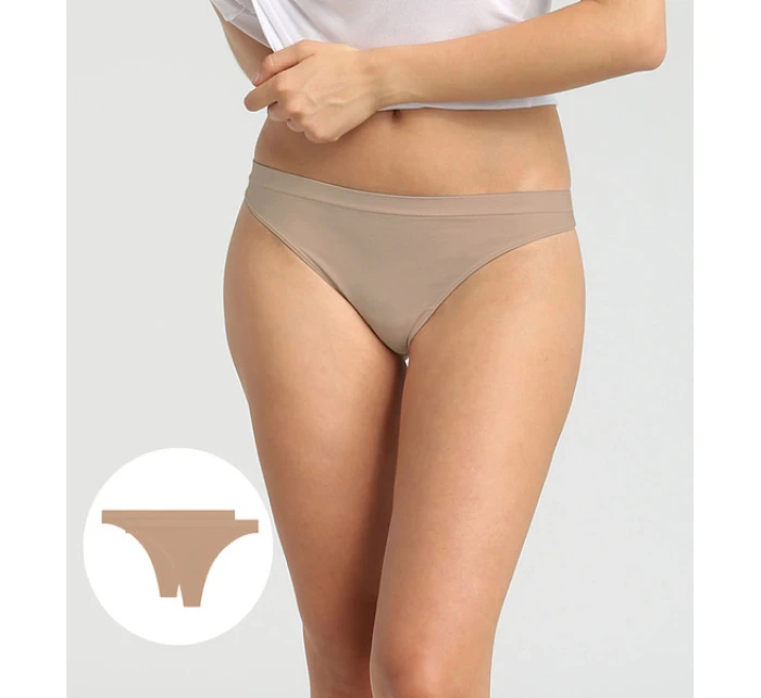 Dámske tangá 2 ks DIM SEAMLESS THONG 2x - DIM - nude