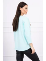 Blúzka s 3D grafikou a zdobenými volánikmi mint
