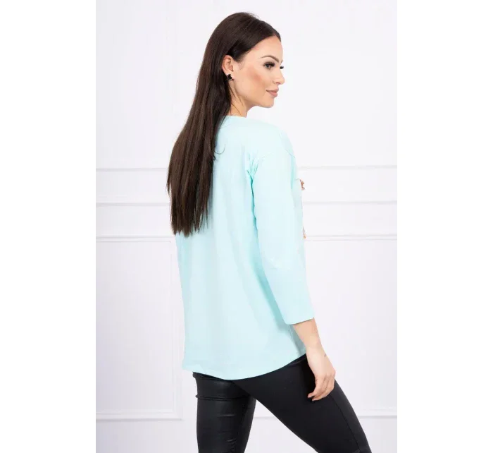 Blúzka s 3D grafikou a zdobenými volánikmi mint