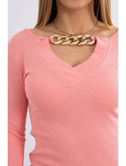 Šaty se zlatým řetízkem meruňková Šaty se zlatým řetízkem meruňková