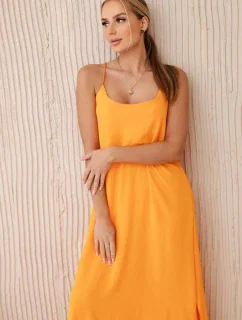 Dlouhé šaty bez ramínek pomeranč