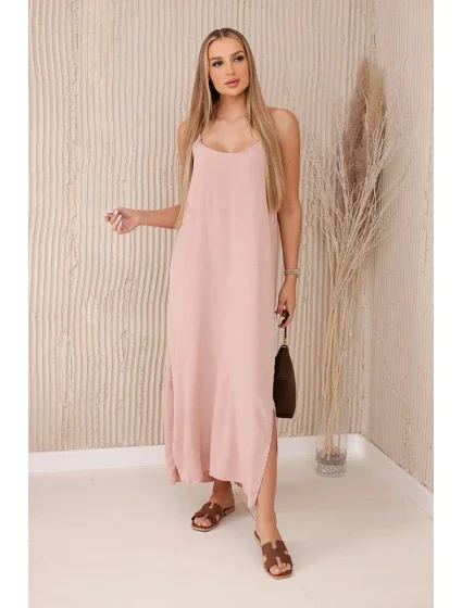 Dlhé šaty bez ramienok púdrovo ružové Dlhé šaty bez ramienok púdrovo ružové