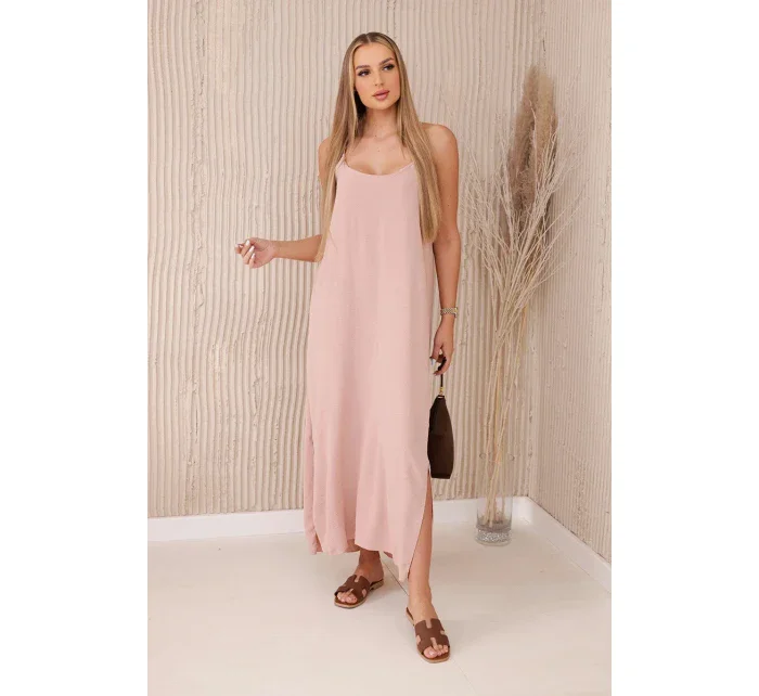 Dlhé šaty bez ramienok púdrovo ružové Dlhé šaty bez ramienok púdrovo ružové
