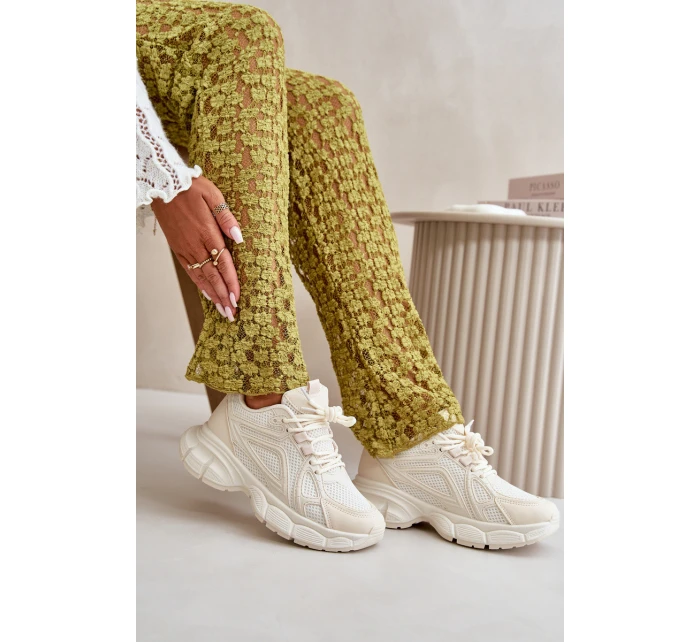 Buty Sportowe Sneakersy Damskie Beżowe Timoci