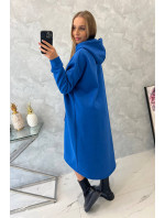 Zateplené šaty s kapucňou fialovo modré
