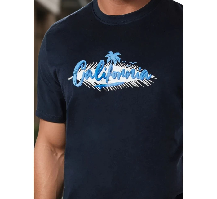 Pánské tmavě modré tričko s potiskem Dstreet model 21973608 - FashionStreet