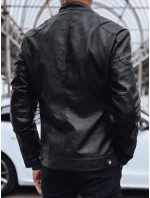 Pánska kožená bunda čierna FashionStreet TX4717