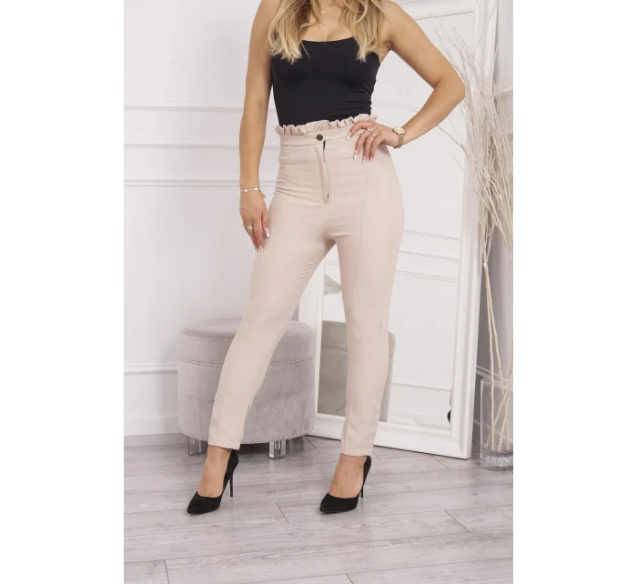 Béžové plisované nohavice