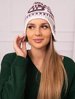 Dámska čiapka Maryla K406 vínová+biela+béžová